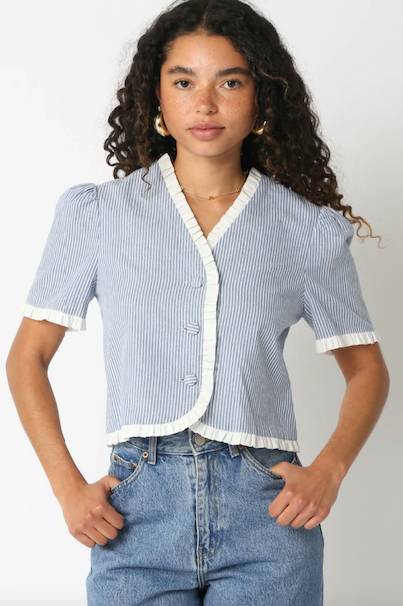 Paula Top Blue White