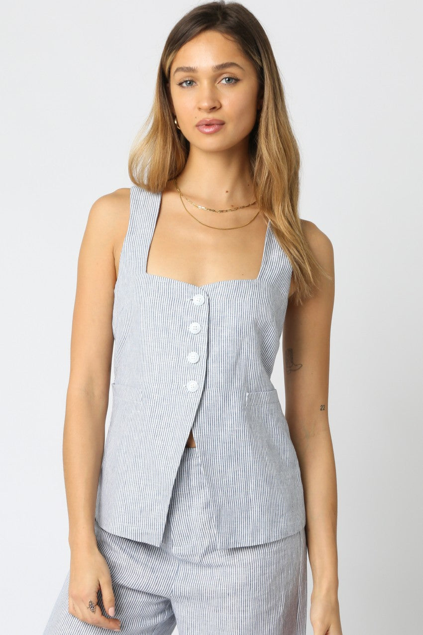 Camilla Stripe Top Chambray Blue