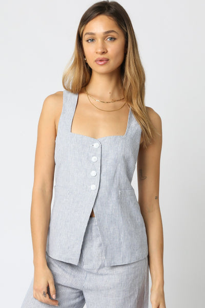Camilla Stripe Top Chambray Blue