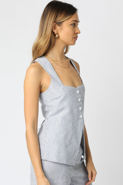 Camilla Stripe Top Chambray Blue