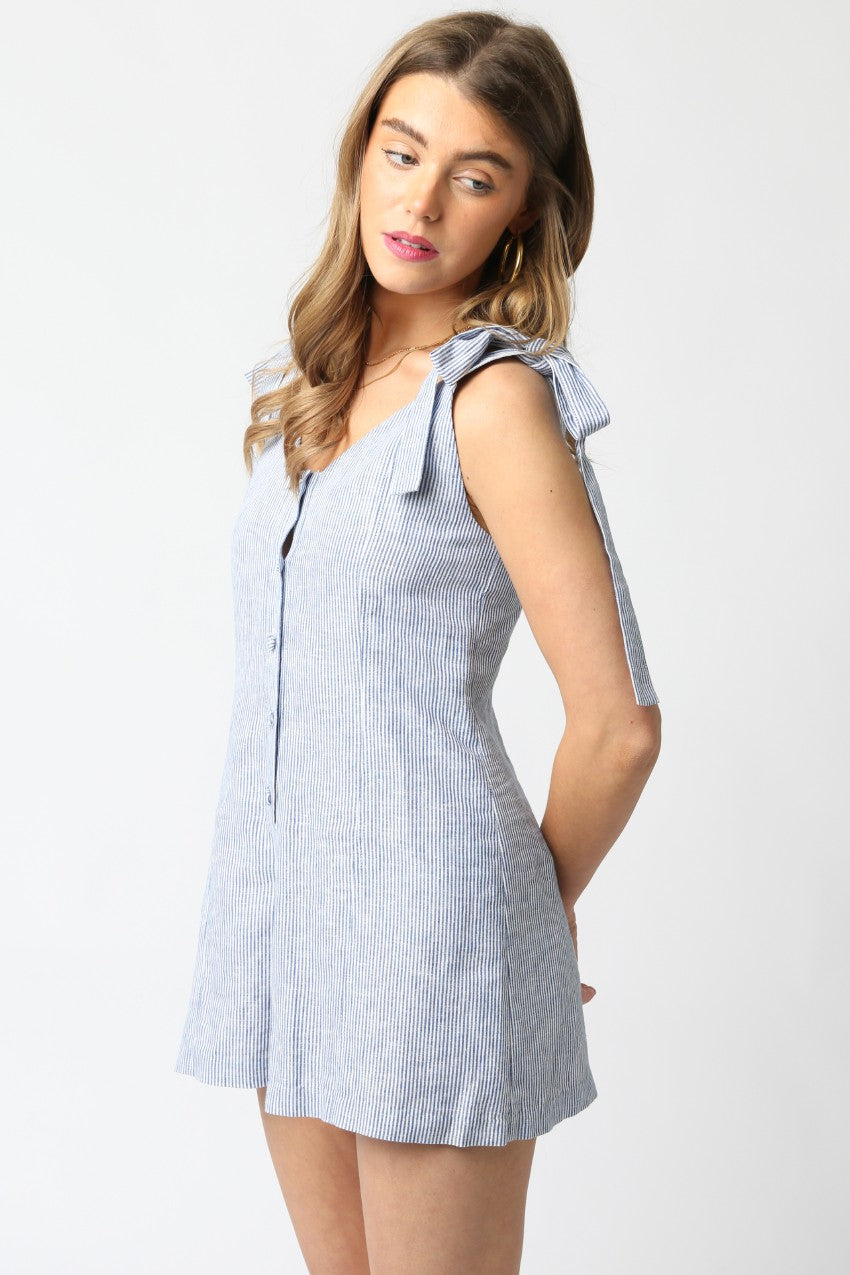 Liv Stripe Romper Denim Blue