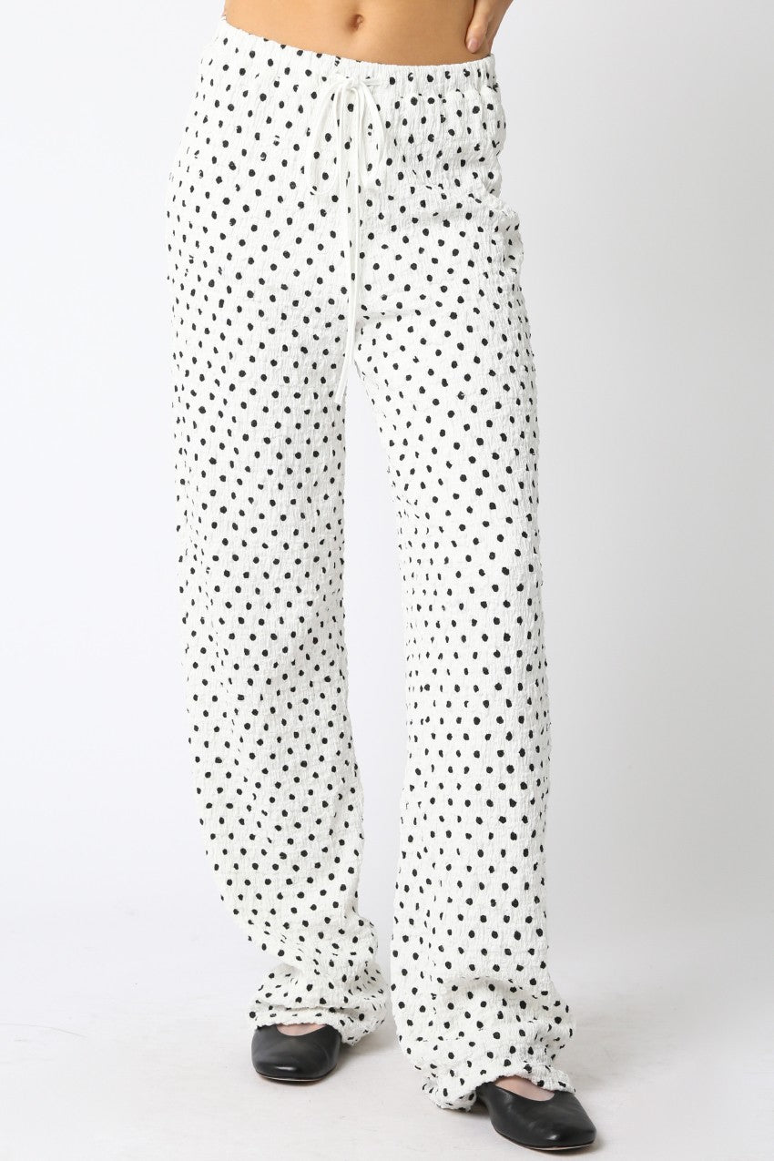 Natallie Polka Dot Pant White Black