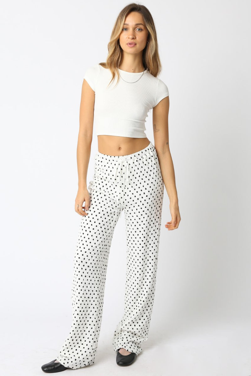 Natallie Polka Dot Pant White Black