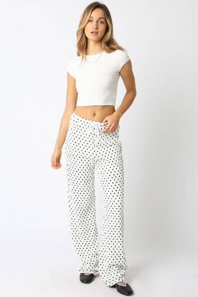 Natallie Polka Dot Pant White Black