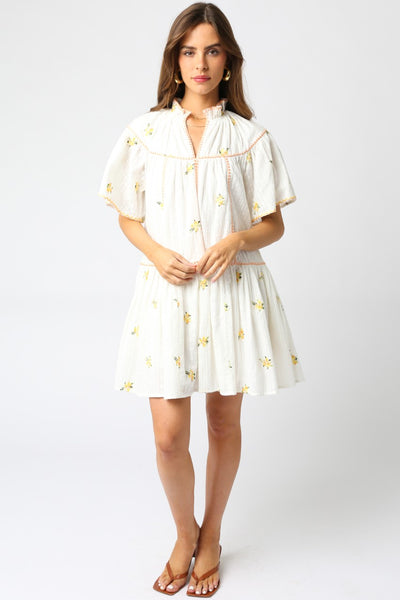 Arya Floral Dress White Yellow