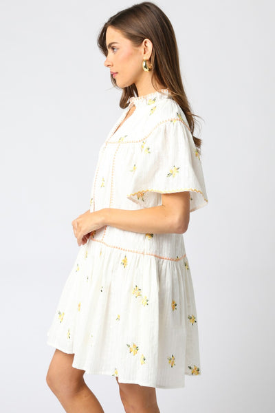 Arya Floral Dress White Yellow