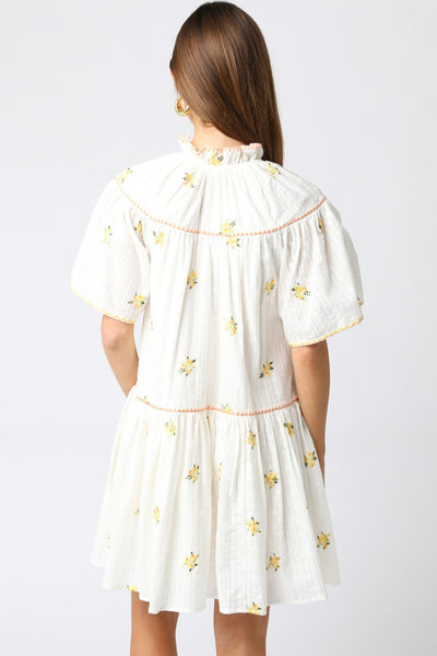 Arya Floral Dress White Yellow