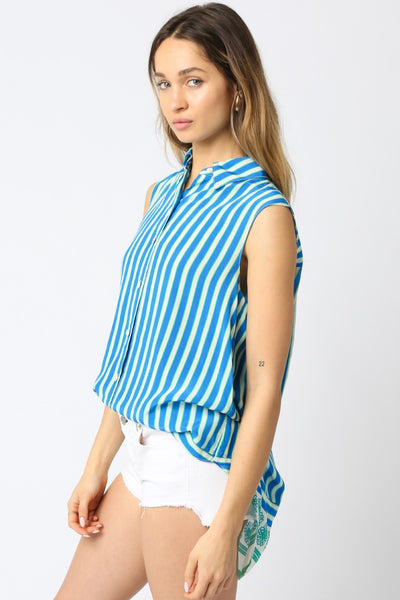 Rebecca Stripe Shirt  Cream Blue