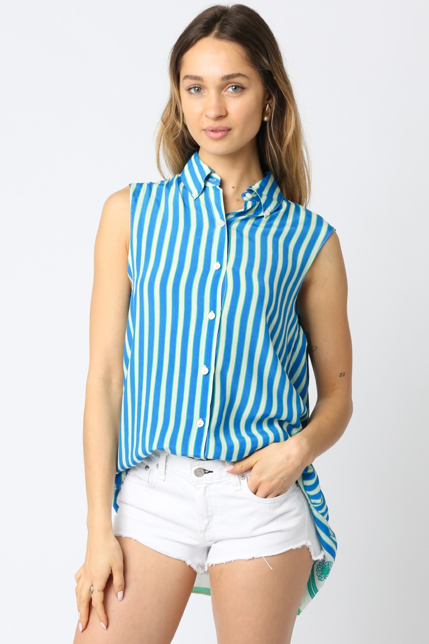 Rebecca Stripe Shirt  Cream Blue