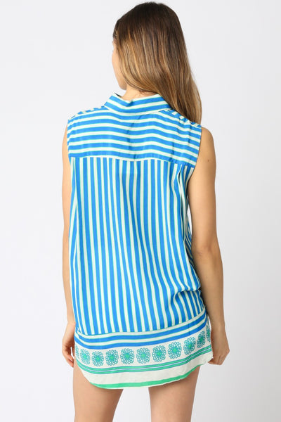 Rebecca Stripe Shirt  Cream Blue