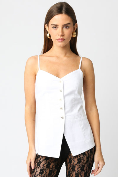 Hina Button Top White