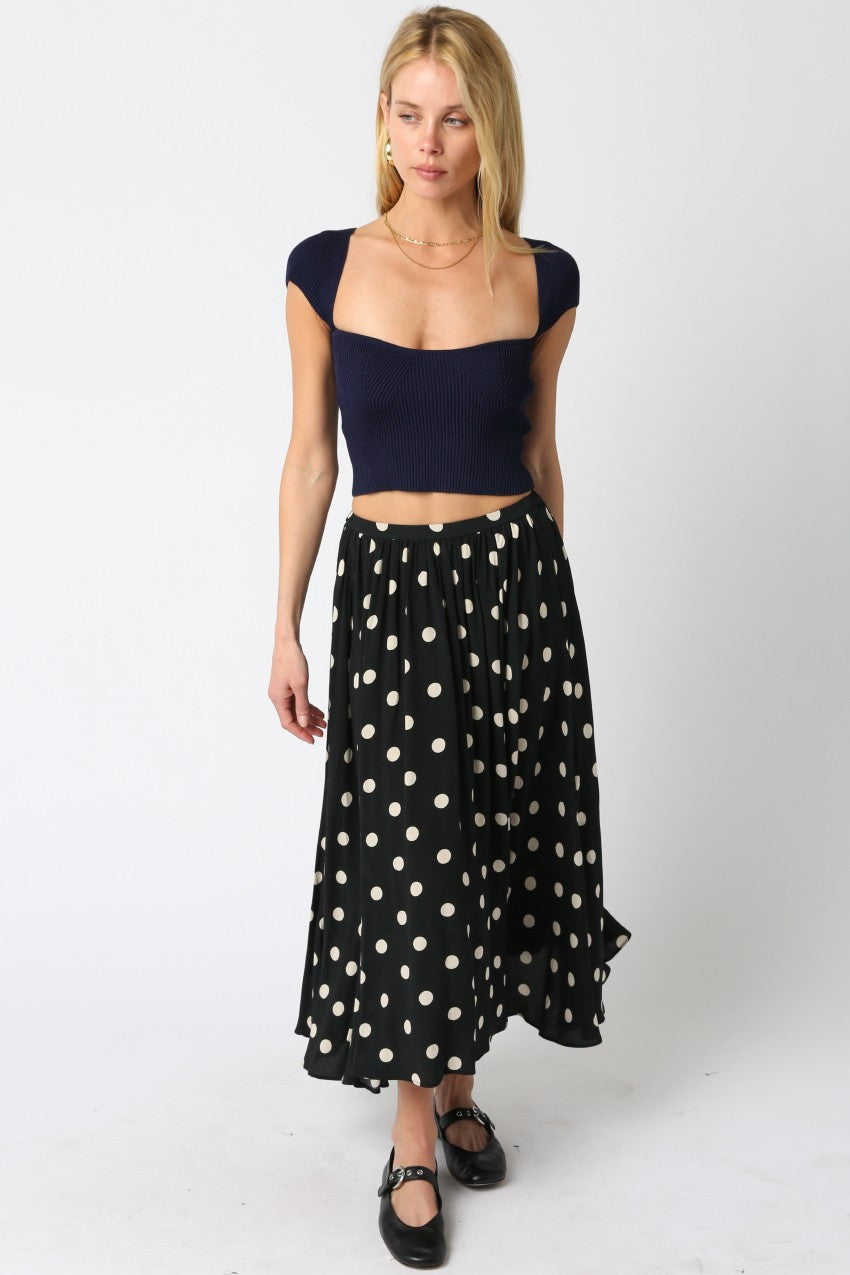 Pham Polka Dot Skirt Black Cream