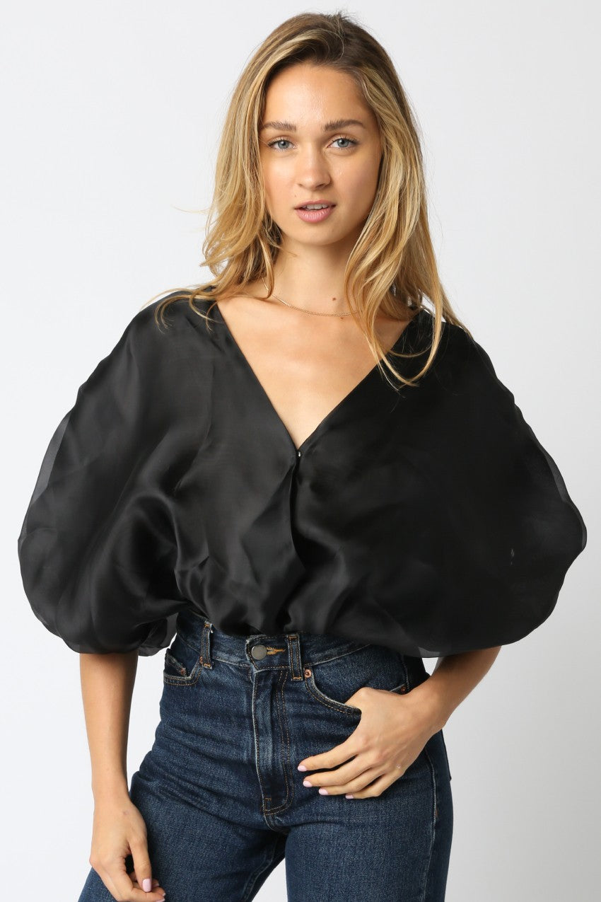 Ramina Balloon Bodysuit Black