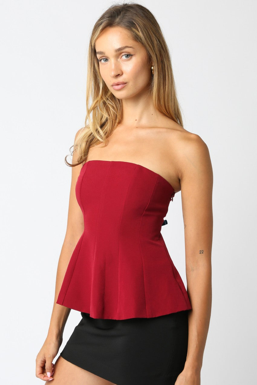 Deja Off Flare Top Burgundy