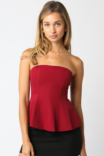 Deja Off Flare Top Burgundy