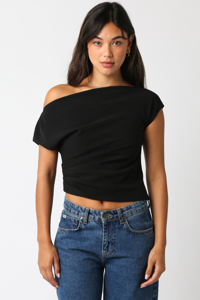 Anahi Shoulder Top Black