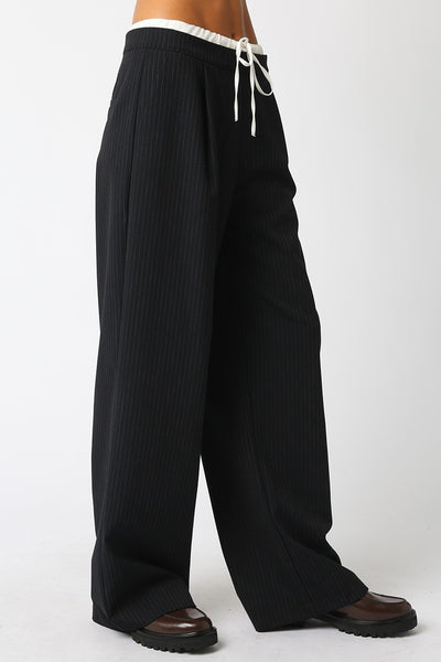 Reyna Stripe Pant Black