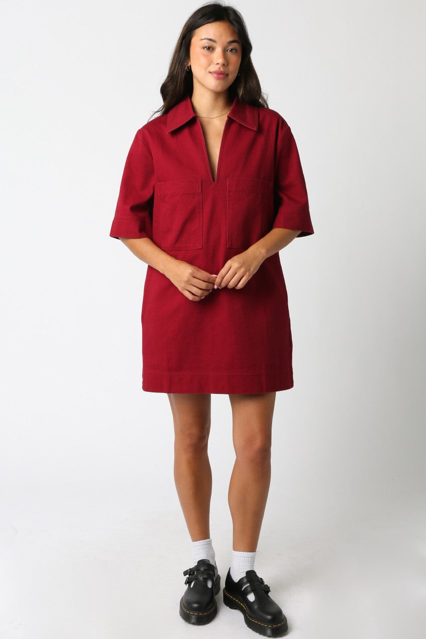 Lily Pocket Dress Burgundy