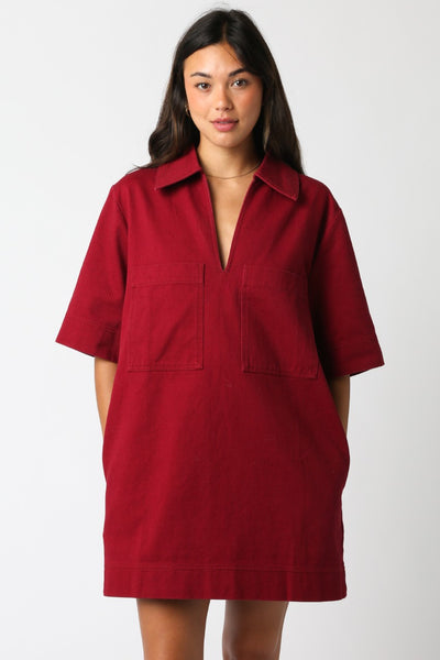 Lily Pocket Dress Burgundy