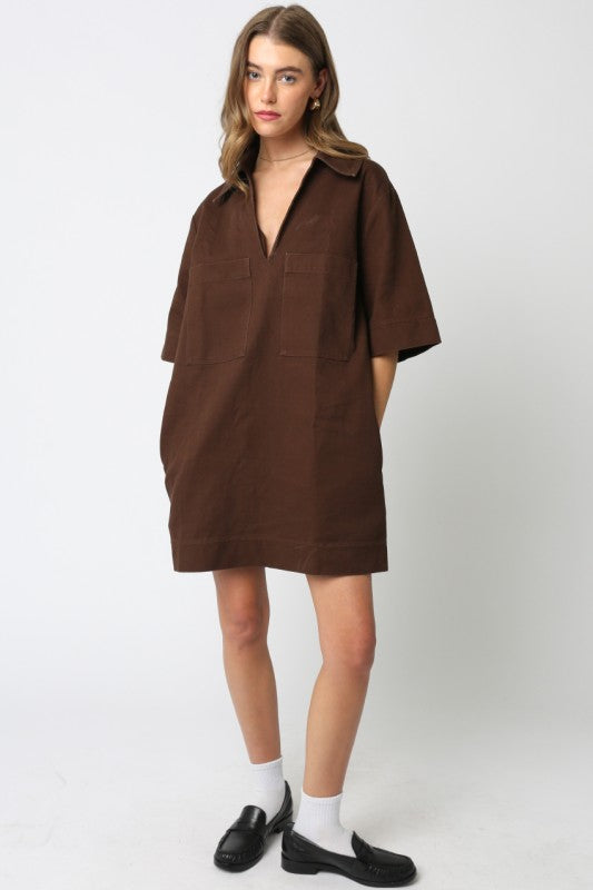 Lily Pocket Dress Brown