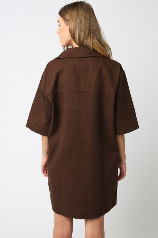 Lily Pocket Dress Brown