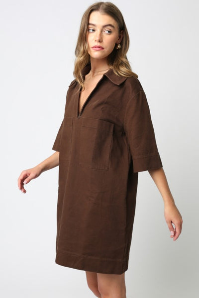 Lily Pocket Dress Brown