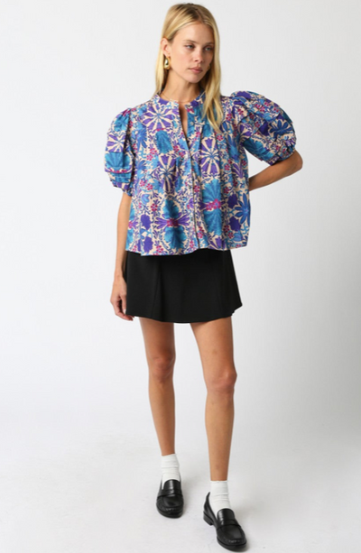 Parker Floral Shirt Cream Purple