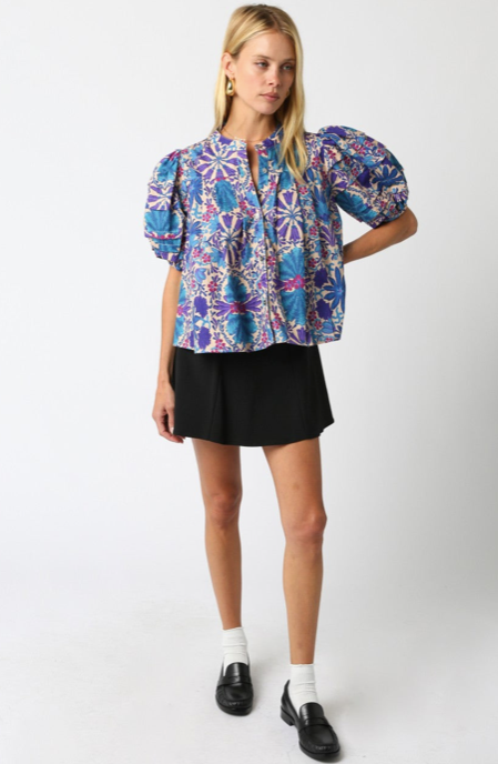 Parker Floral Shirt Cream Purple