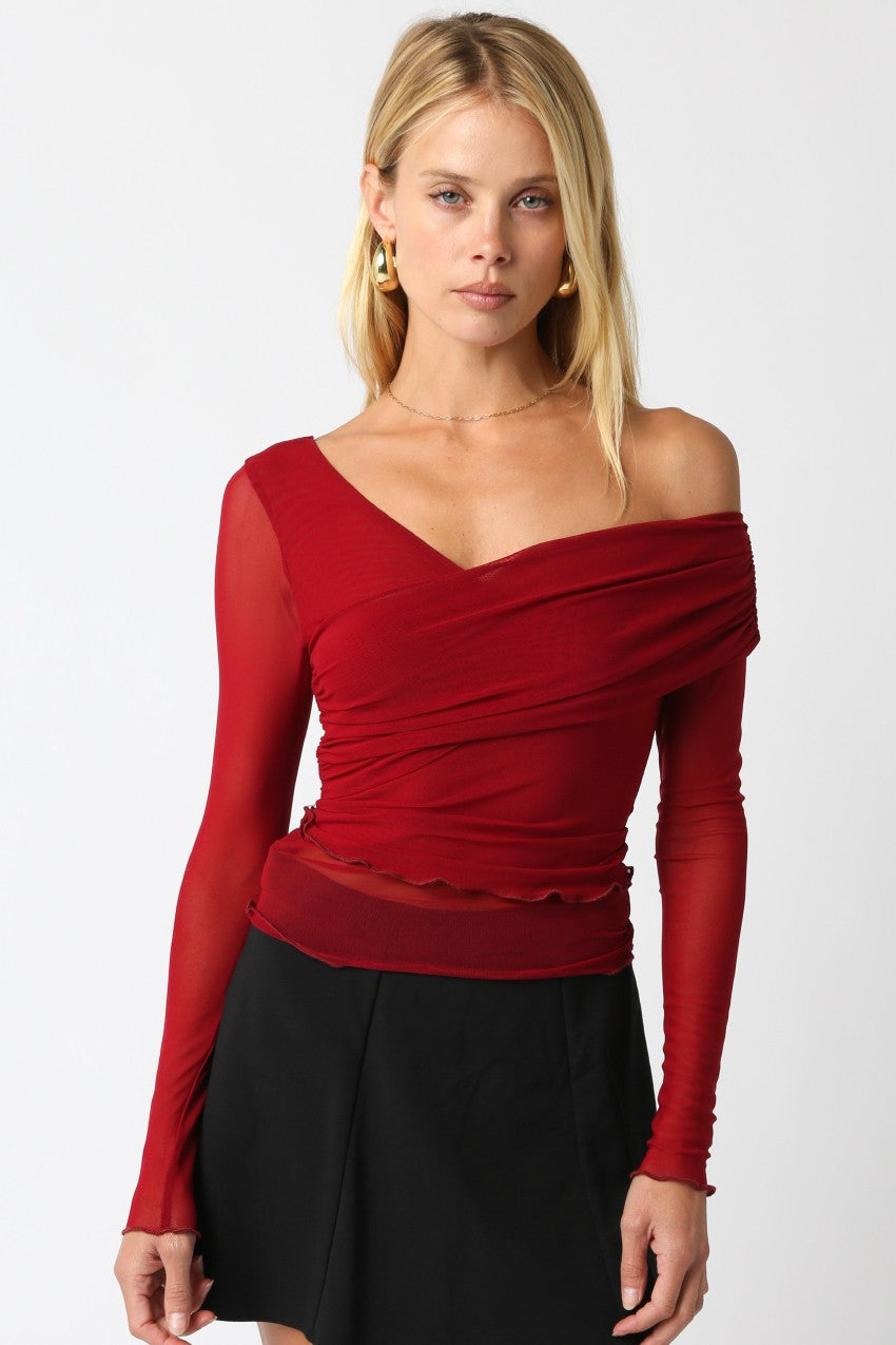 Krista Mesh Top Scarlet