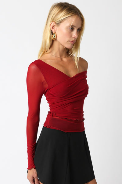 Krista Mesh Top Scarlet