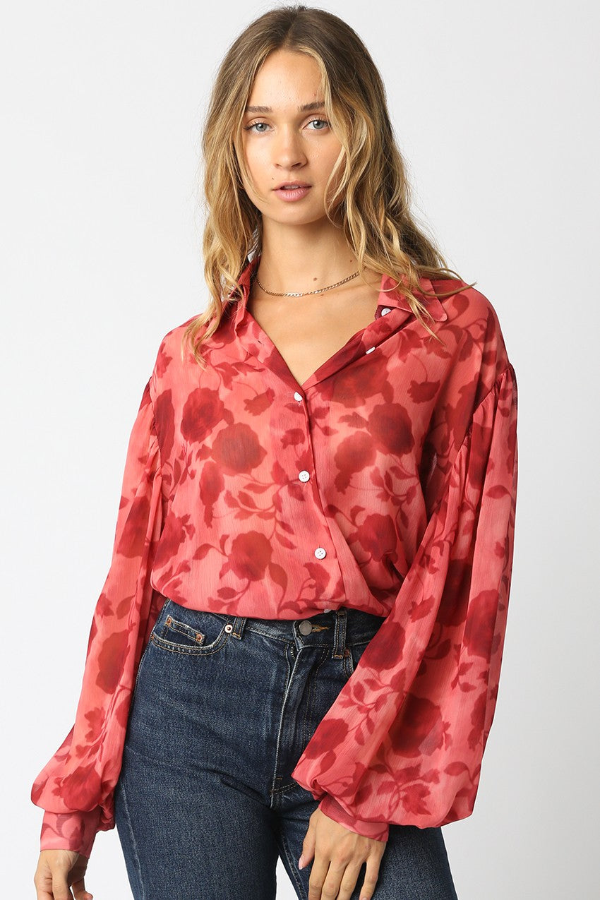Carla Floral Shirt Pink Red