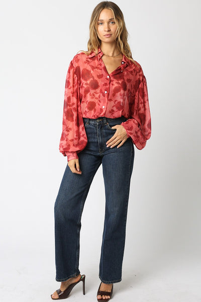 Carla Floral Shirt Pink Red