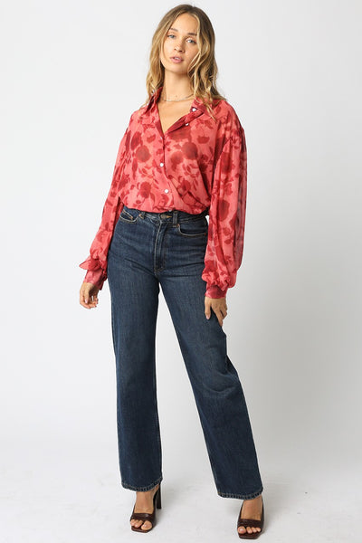 Carla Floral Shirt Pink Red