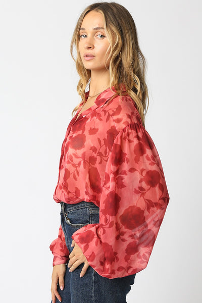 Carla Floral Shirt Pink Red
