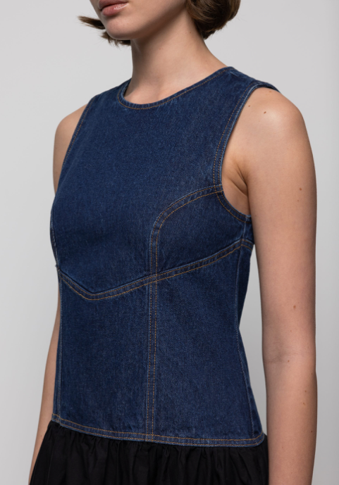 Dania Midi Dress Black Denim Blue