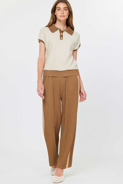 Rose Polo Top Beige Brown