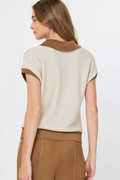 Rose Polo Top Beige Brown