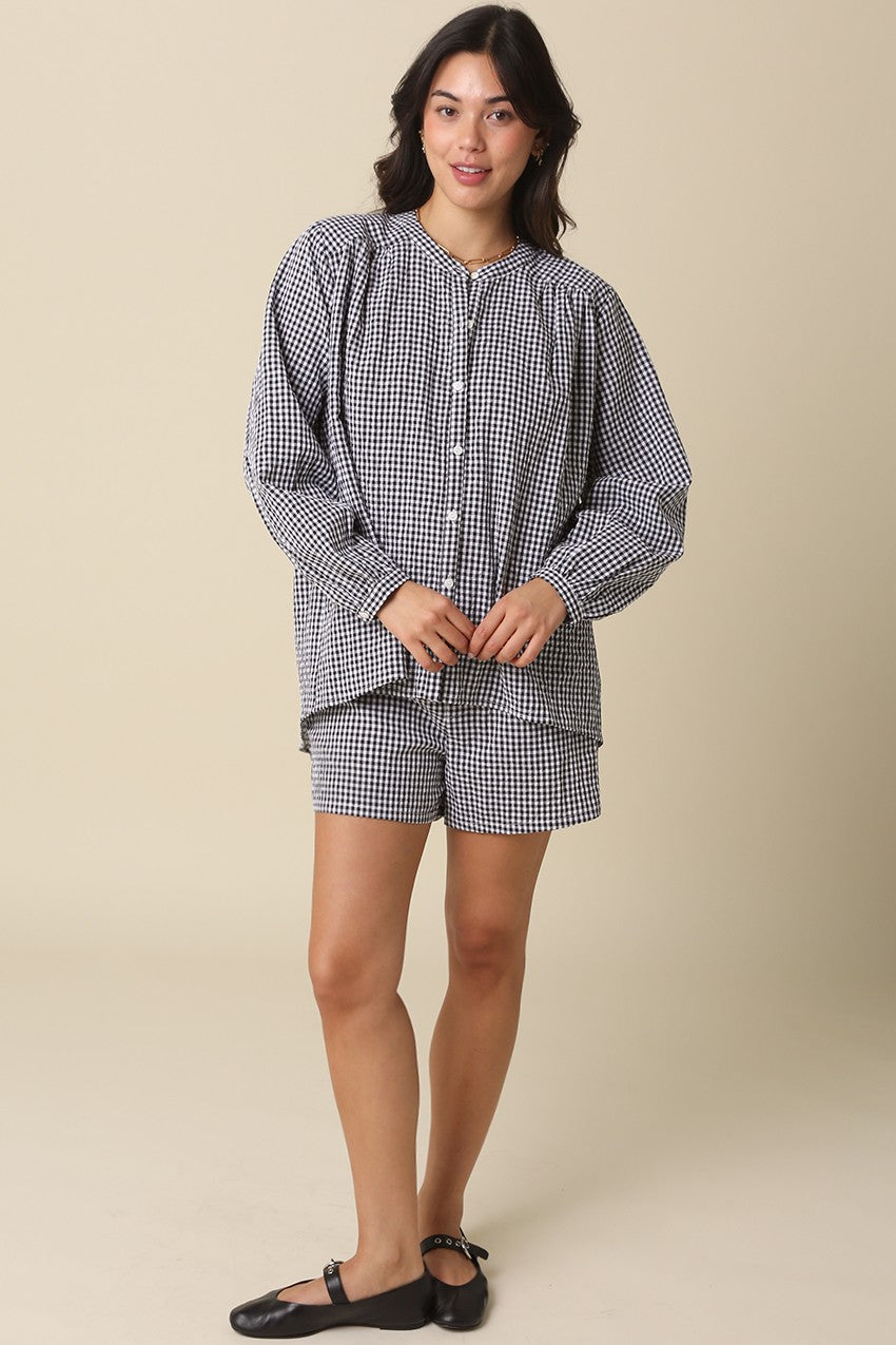 Finely Gingham Set Black White