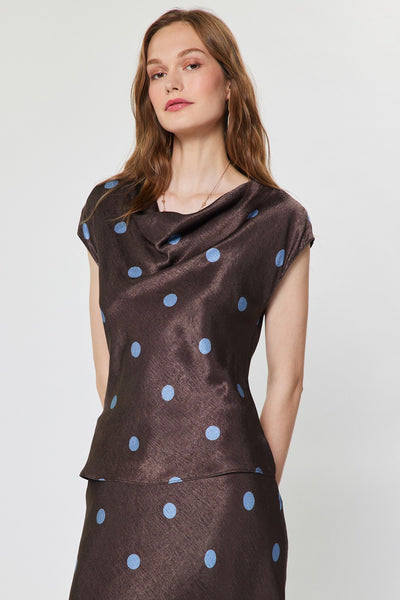 Dilia Top Polka Dot Brown