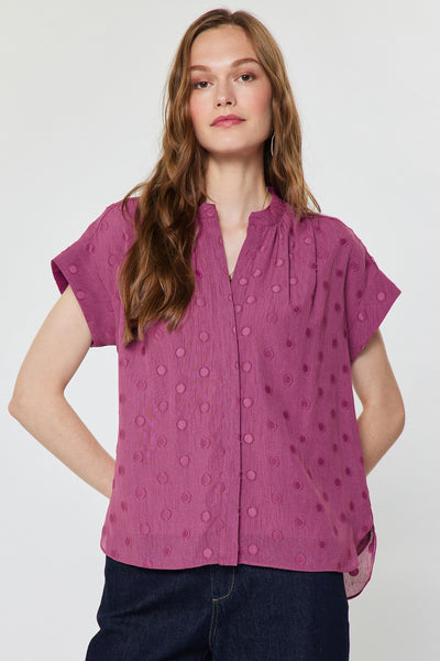 Sabri Blouse Dot Cap Berry