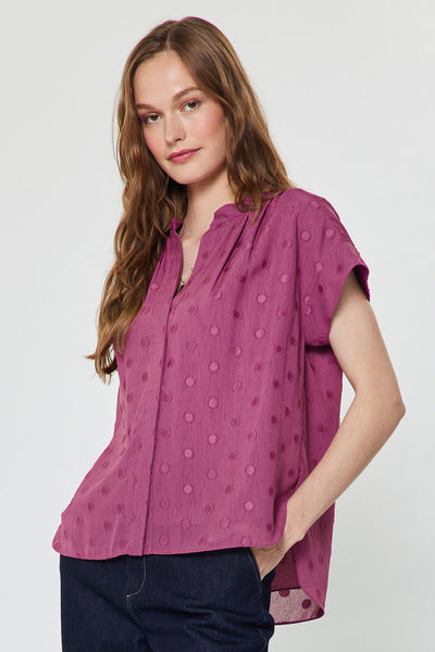 Sabri Blouse Dot Cap Berry