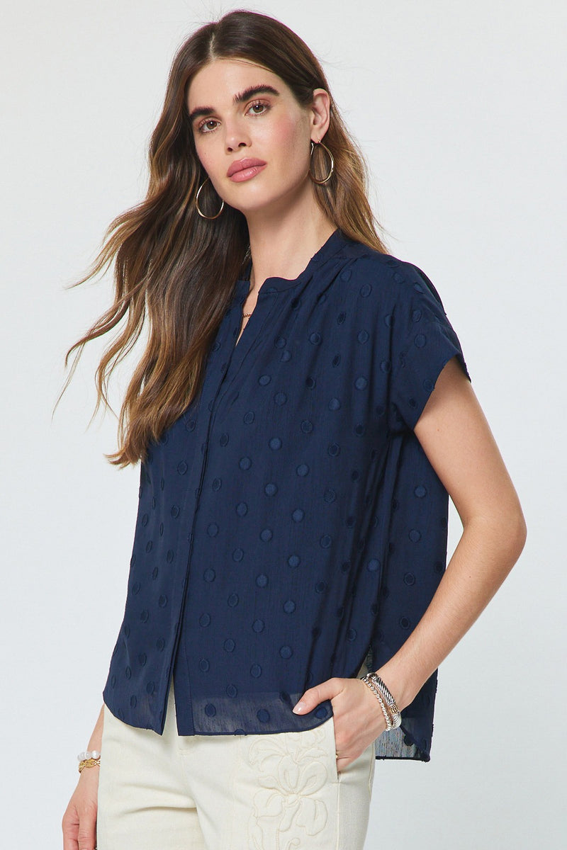 Sabri Blouse Dot Cap Navy