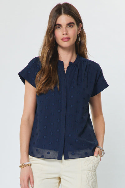 Sabri Blouse Dot Cap Navy