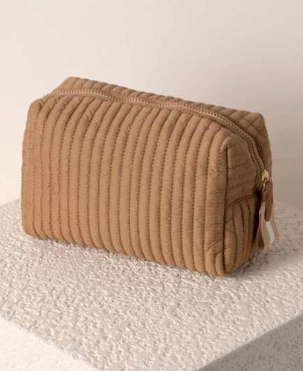 Ezra Boxy Cosmetic Pouch Tan Large