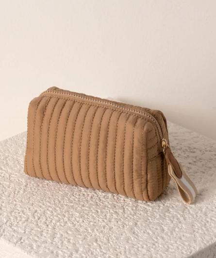 Ezra Boxy Cosmetic Pouch Tan Small