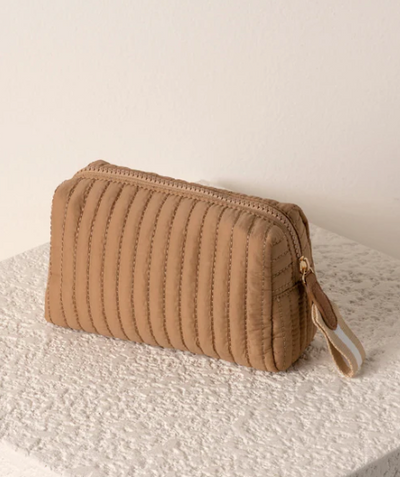 Ezra Boxy Cosmetic Pouch Tan Small