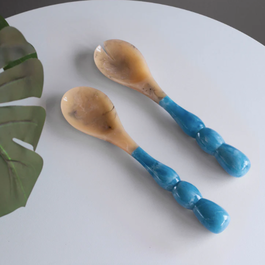 Resin Rio Bubble Salad Servers Blue