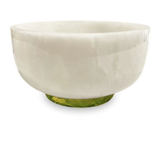 Resin Rio Large Bowl with Base White and Green