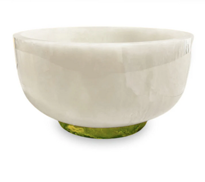 Resin Rio Large Bowl with Base White and Green