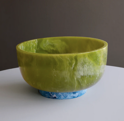 Resin Rio Large Bowl with Base Green and Blue